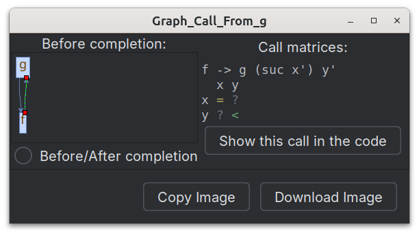 Call graph dialog